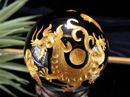 丸玉 オブシディアン 四神 青龍 朱雀 白虎 玄武 黒曜石