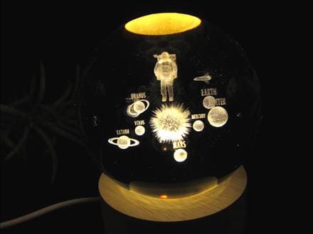 クリスタルガラス 丸玉 LED台座 人工水晶 USB給電式