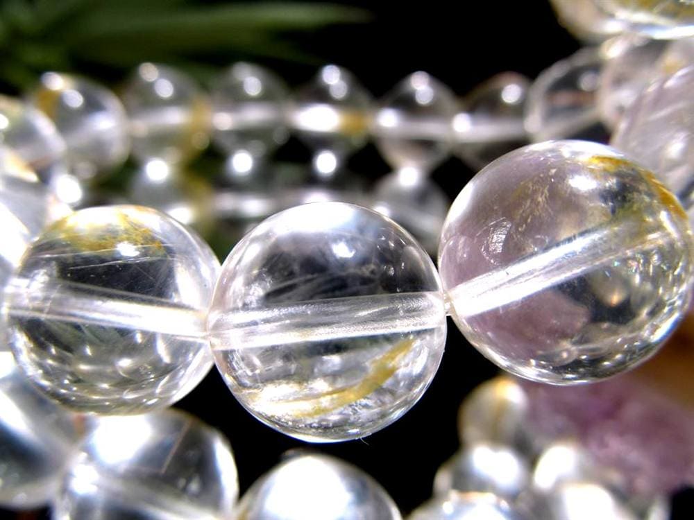 ライモナイトインクォーツ ブレスレット 褐鉄鉱 水晶 貫入