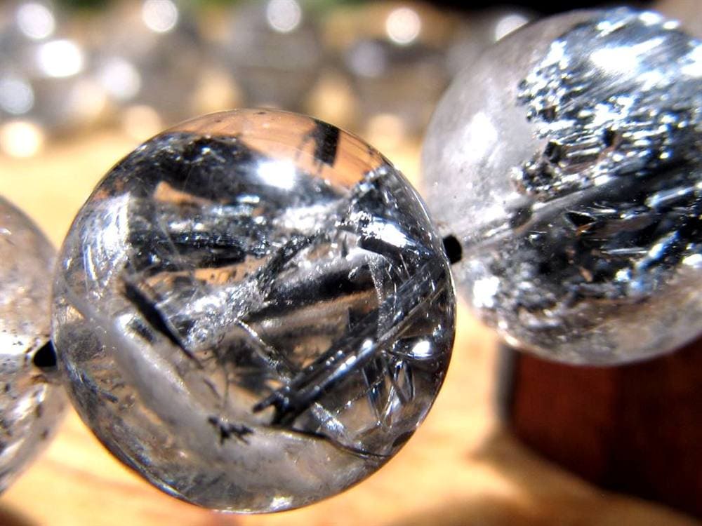 スティブナイトインクォーツ スティブナイト 輝安鉱 水晶 ブレスレット