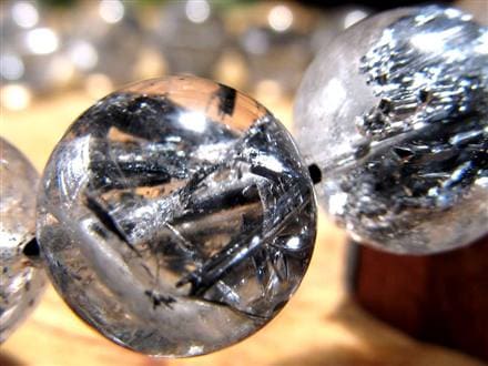 スティブナイトインクォーツ スティブナイト 輝安鉱 水晶 ブレスレット