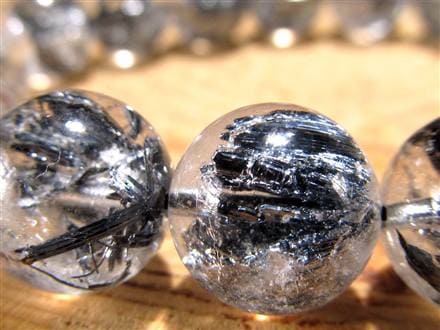 スティブナイトインクォーツ スティブナイト 輝安鉱 水晶 ブレスレット