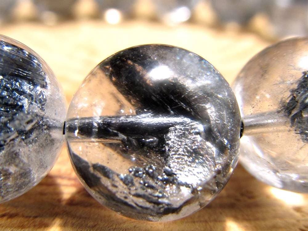 スティブナイトインクォーツ スティブナイト 輝安鉱 水晶 ブレスレット