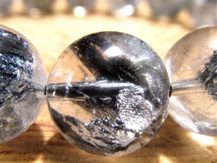 スティブナイトインクォーツ スティブナイト 輝安鉱 水晶 ブレスレット