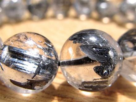 スティブナイトインクォーツ スティブナイト 輝安鉱 水晶 ブレスレット