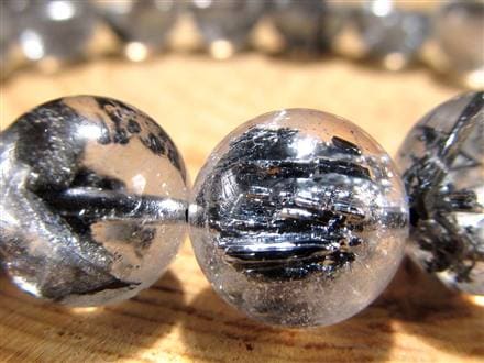 スティブナイトインクォーツ スティブナイト 輝安鉱 水晶 ブレスレット