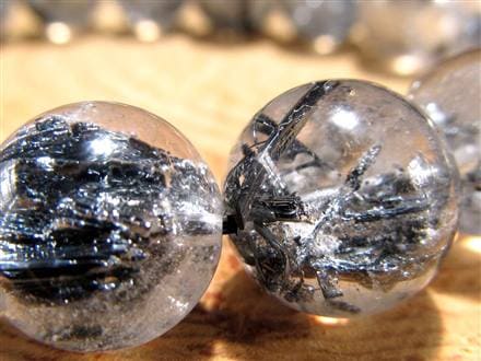 スティブナイトインクォーツ スティブナイト 輝安鉱 水晶 ブレスレット