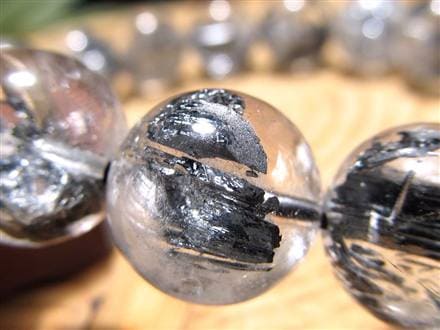 スティブナイトインクォーツ スティブナイト 輝安鉱 水晶 ブレスレット