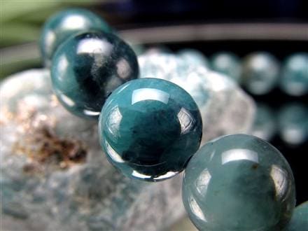 グランディディエライト ブレスレット ディープ ブルーグリーン マダガスカル産