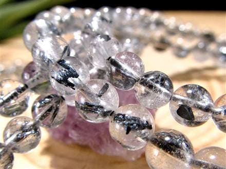 スティブナイトインクォーツ 輝安鉱入り水晶 ブレスレット アンチモナイト スティブナイト