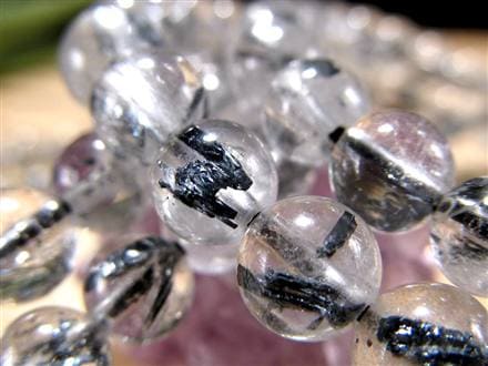 スティブナイトインクォーツ 輝安鉱入り水晶 ブレスレット アンチモナイト スティブナイト