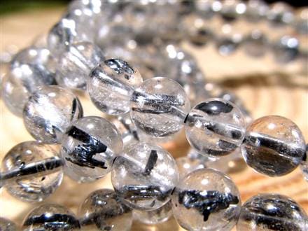 スティブナイトインクォーツ 輝安鉱入り水晶 ブレスレット アンチモナイト スティブナイト