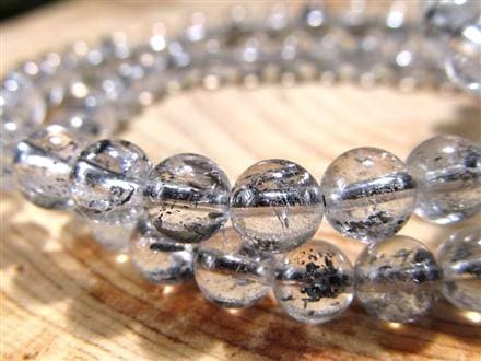 スティブナイトインクォーツ 輝安鉱入り水晶 ブレスレット アンチモナイト スティブナイト