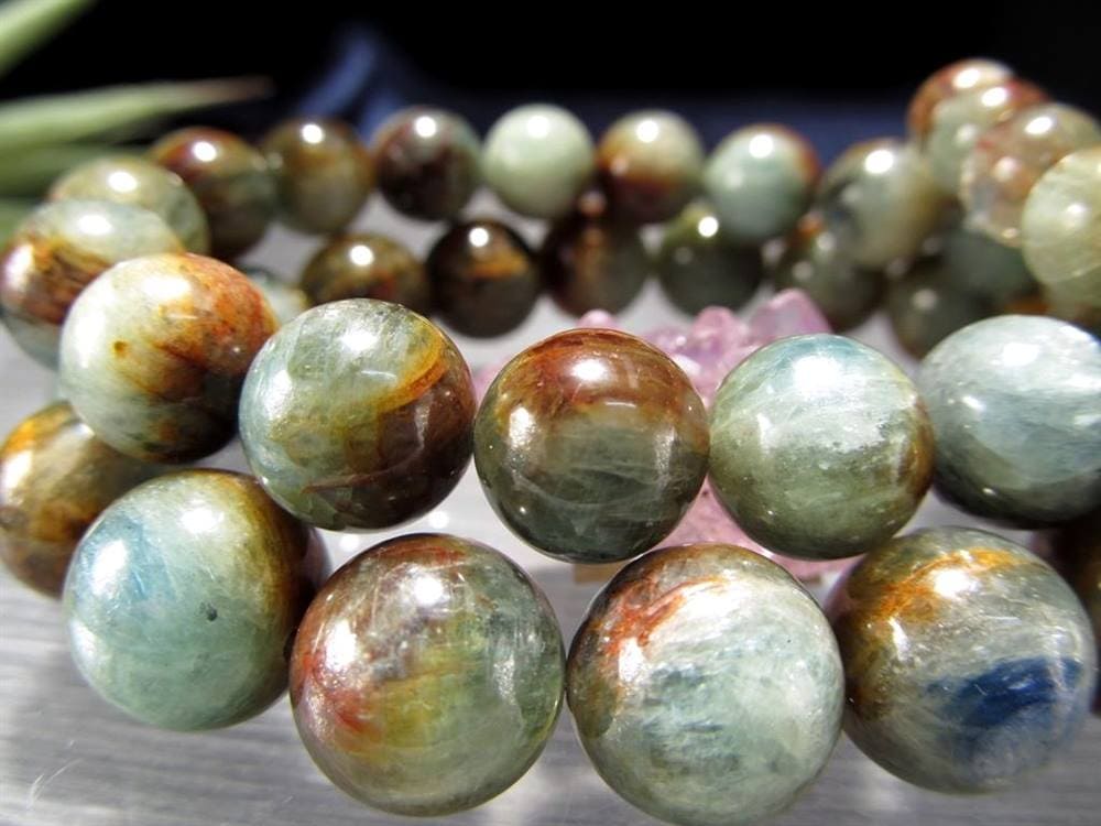 バイカラー カイヤナイト 藍晶石 ブレスレット グリーン