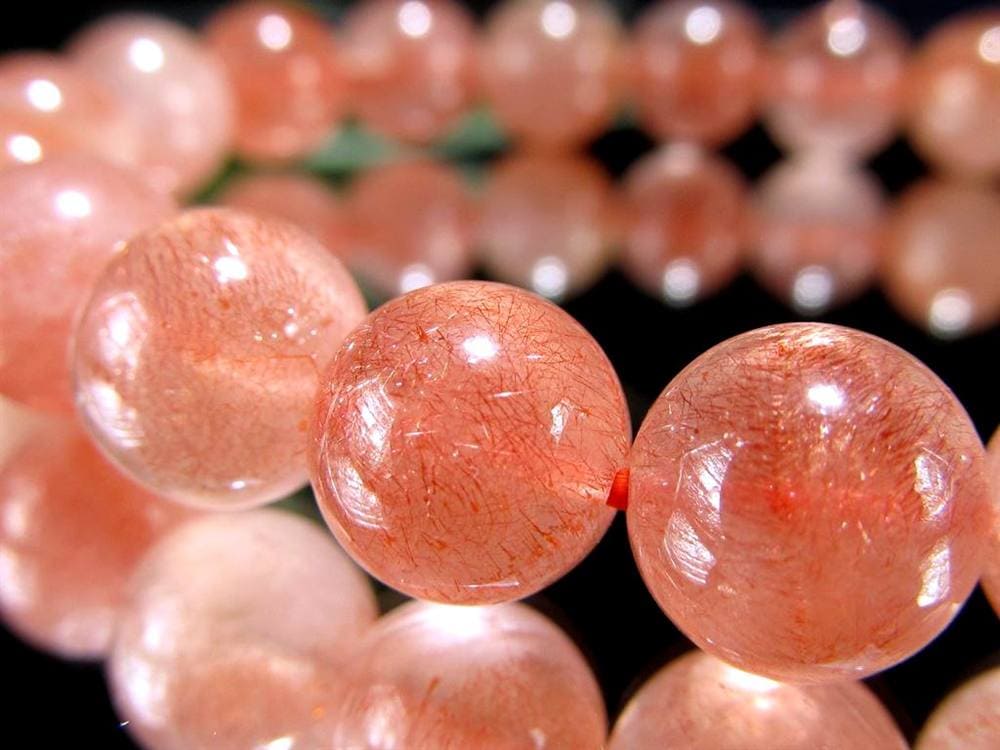 レピドクロサイト ブラックレピドクロサイト ストロベリークォーツ 苺水晶 ブレスレット