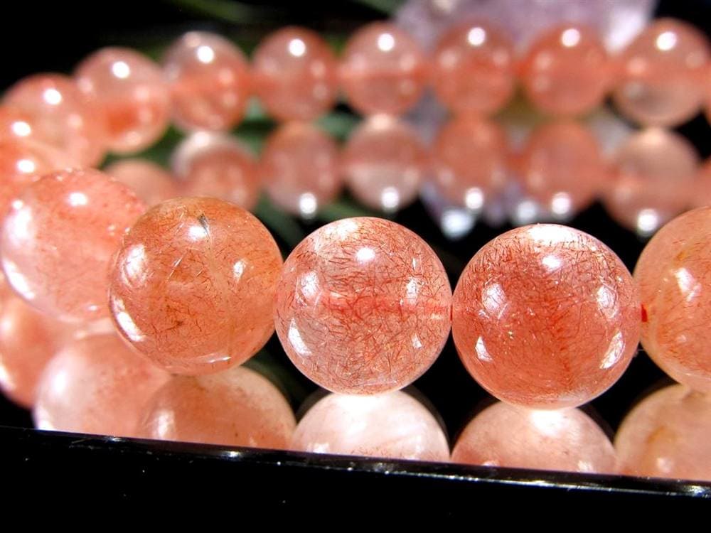 レピドクロサイト ブラックレピドクロサイト ストロベリークォーツ 苺水晶 ブレスレット