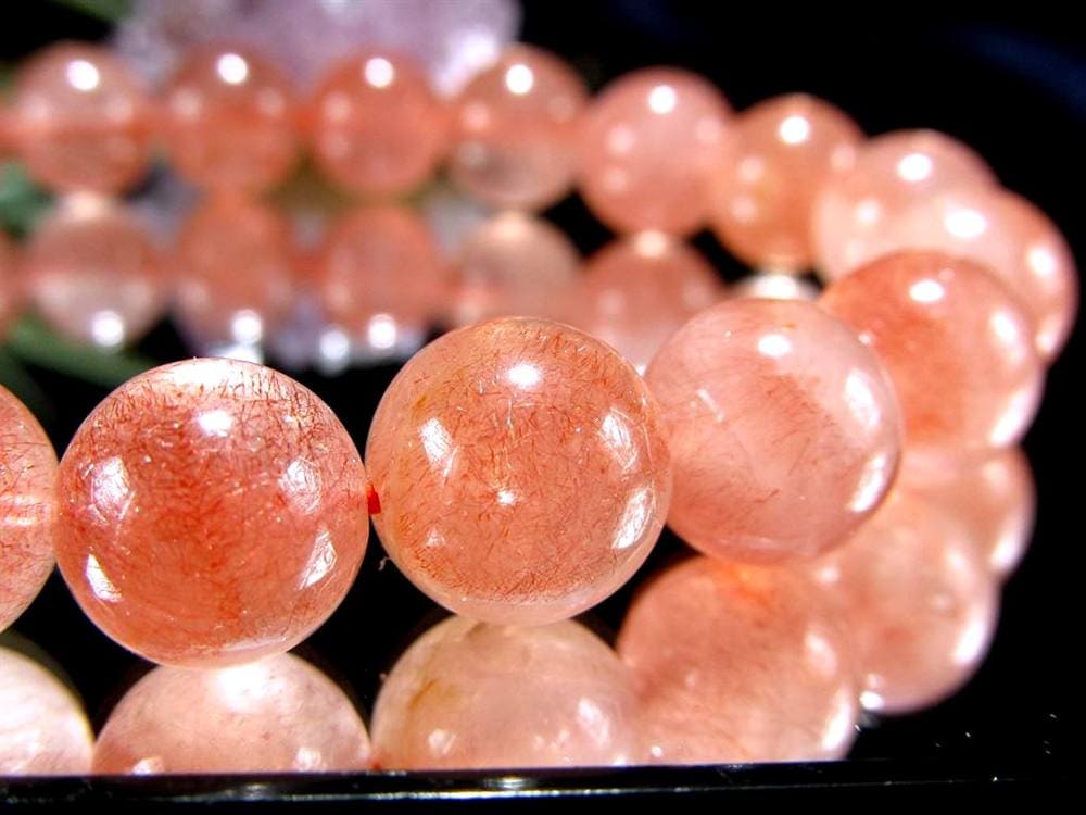 レピドクロサイト ブラックレピドクロサイト ストロベリークォーツ 苺水晶 ブレスレット