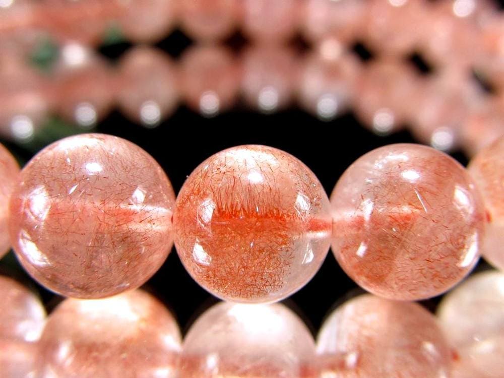 レピドクロサイト ブラックレピドクロサイト ストロベリークォーツ 苺水晶 ブレスレット