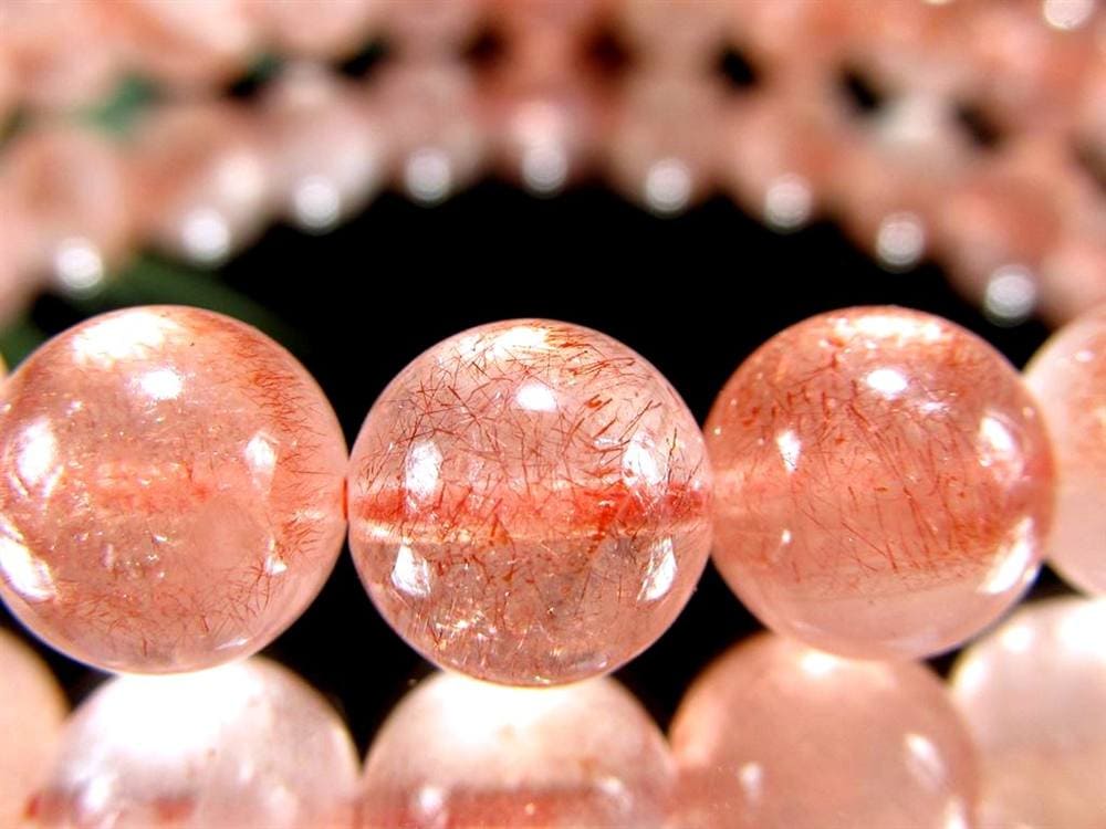 レピドクロサイト ブラックレピドクロサイト ストロベリークォーツ 苺水晶 ブレスレット