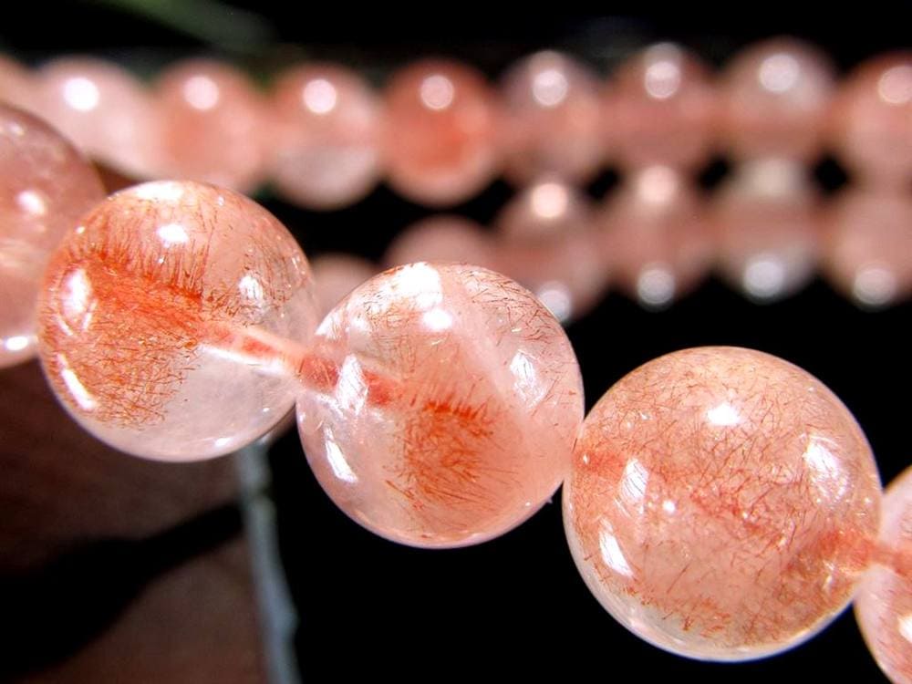 レピドクロサイト ブラックレピドクロサイト ストロベリークォーツ 苺水晶 ブレスレット