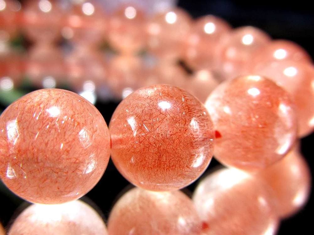 レピドクロサイト ブラックレピドクロサイト ストロベリークォーツ 苺水晶 ブレスレット