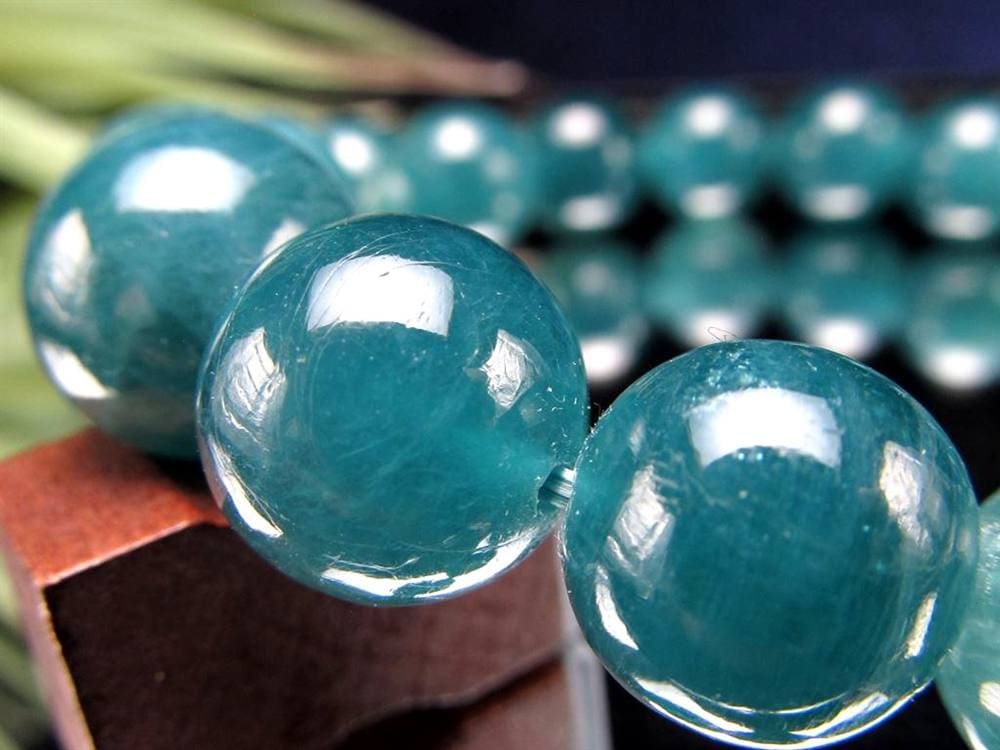 グランディディエライト ブレスレット ディープ ブルーグリーン マダガスカル産