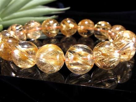 キャッツアイ効果 金針水晶 ゴールドタイチンルチルクォーツ ゴールドルチルクォーツ ブレスレット