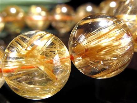 キャッツアイ効果 金針水晶 ゴールドタイチンルチルクォーツ ゴールドルチルクォーツ ブレスレット
