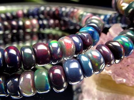 ブラックオパール ブレスレット カット 遊色 ダークカラー