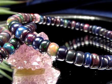 ブラックオパール ブレスレット カット 遊色 ダークカラー