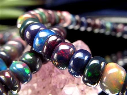 ブラックオパール ブレスレット カット 遊色 ダークカラー