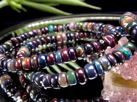 ブラックオパール ブレスレット カット 遊色 ダークカラー