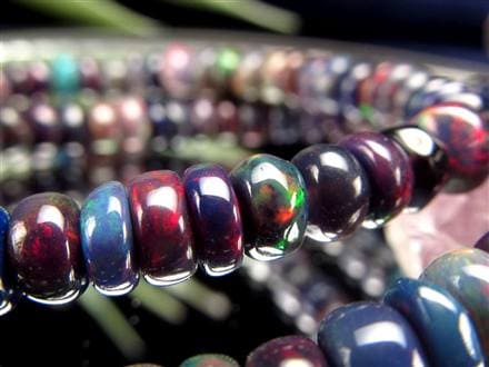 ブラックオパール ブレスレット カット 遊色 ダークカラー