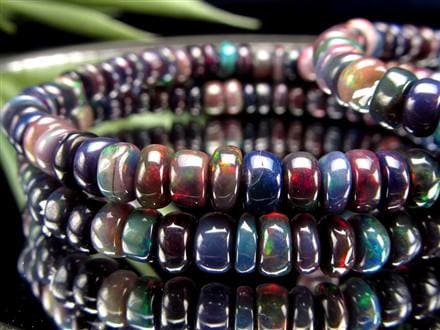 ブラックオパール ブレスレット カット 遊色 ダークカラー