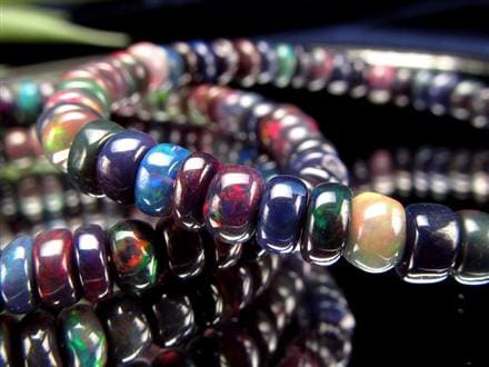 ブラックオパール ブレスレット カット 遊色 ダークカラー