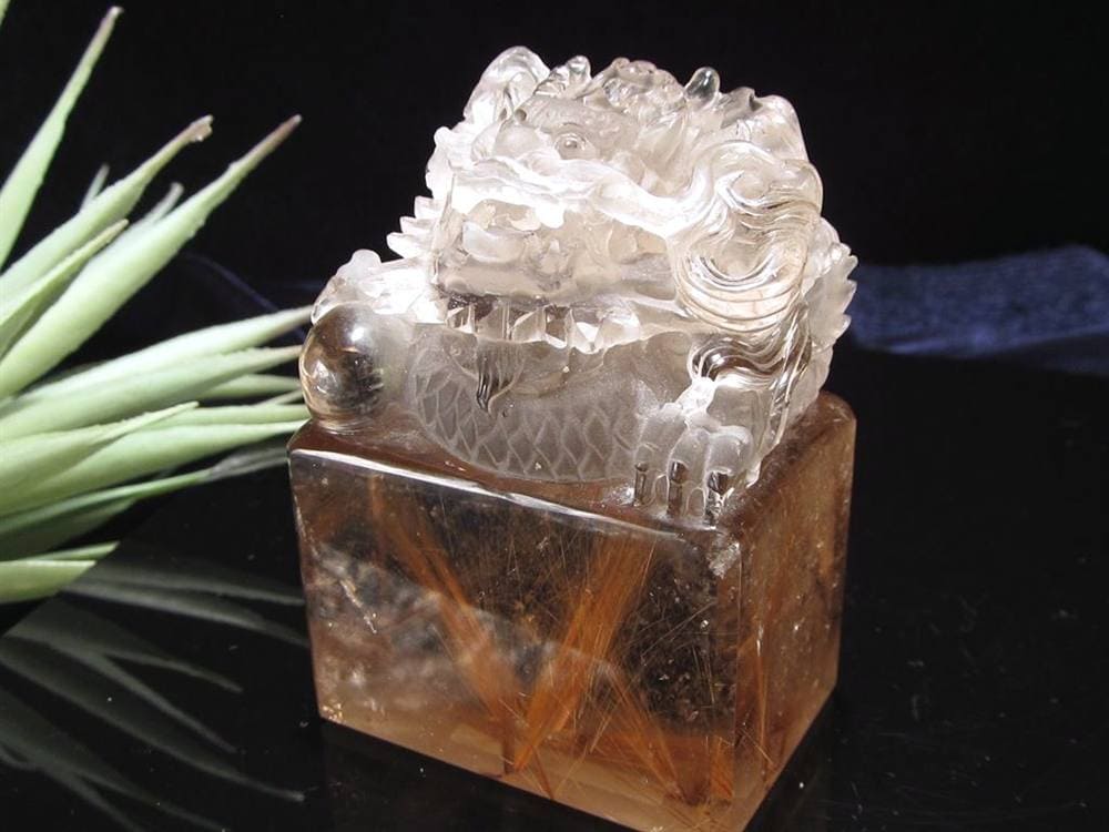 ルチル 龍彫り 龍神 置物 彫刻