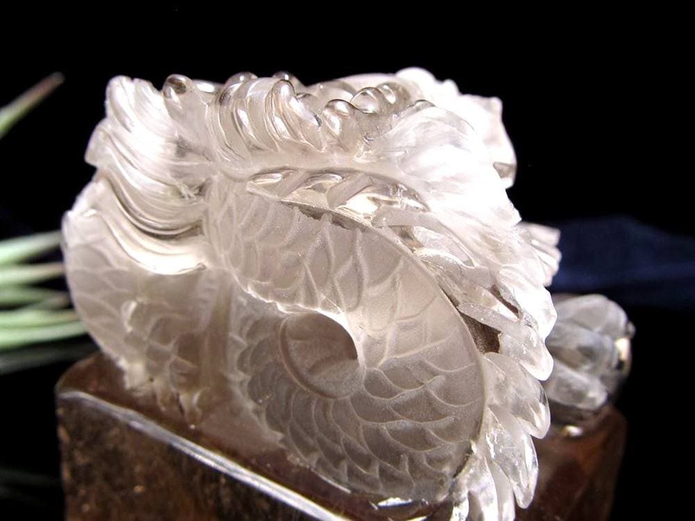 ルチル 龍彫り 龍神 置物 彫刻