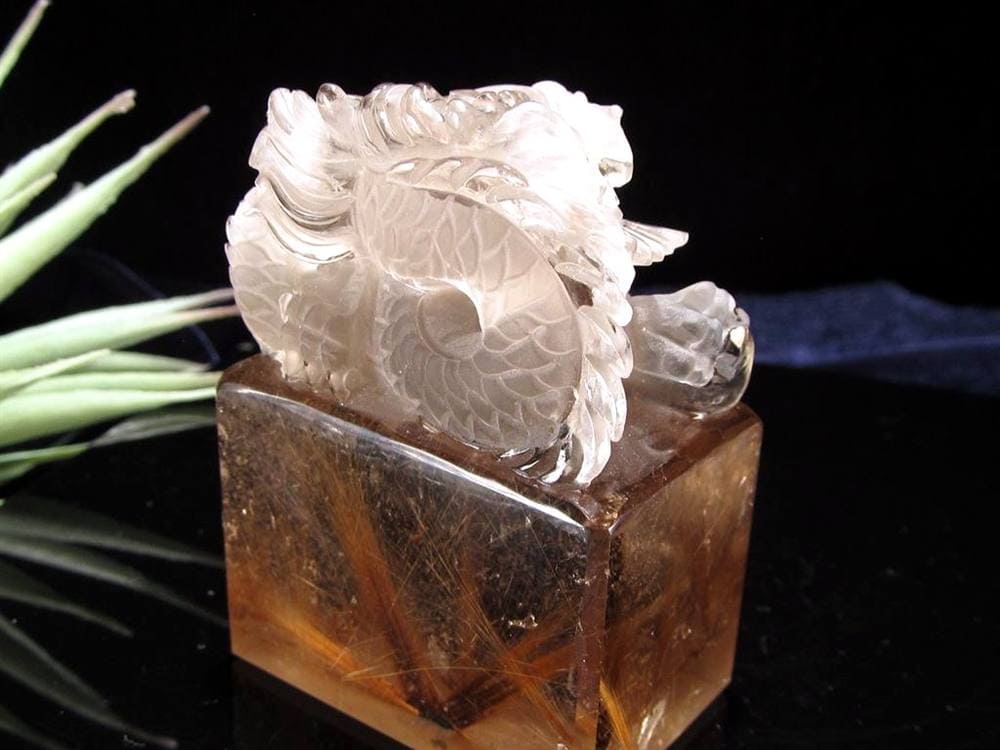 ルチル 龍彫り 龍神 置物 彫刻