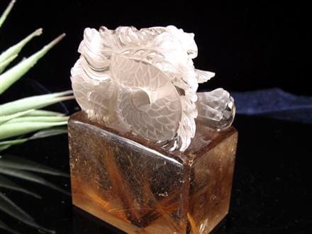 ルチル 龍彫り 龍神 置物 彫刻