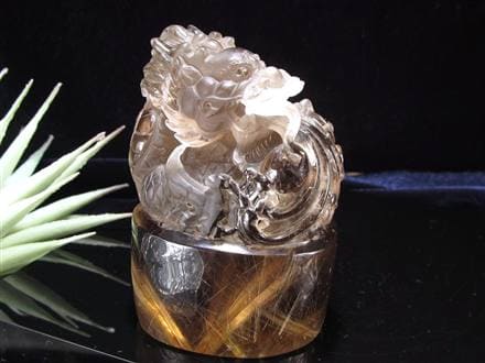 ルチル 龍彫り 龍神 置物 彫刻