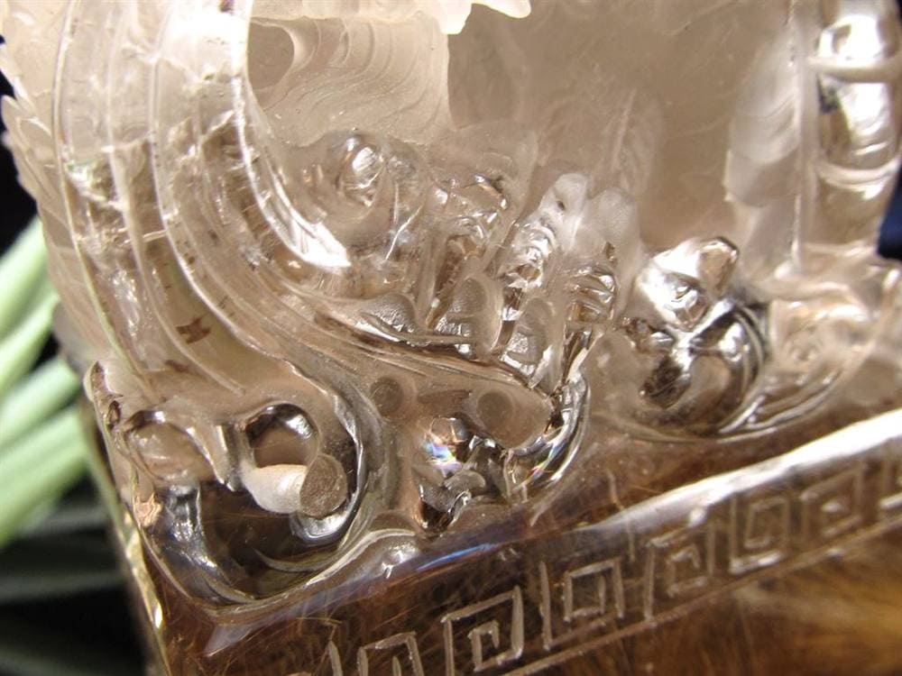 ルチル 龍彫り 龍神 置物 彫刻