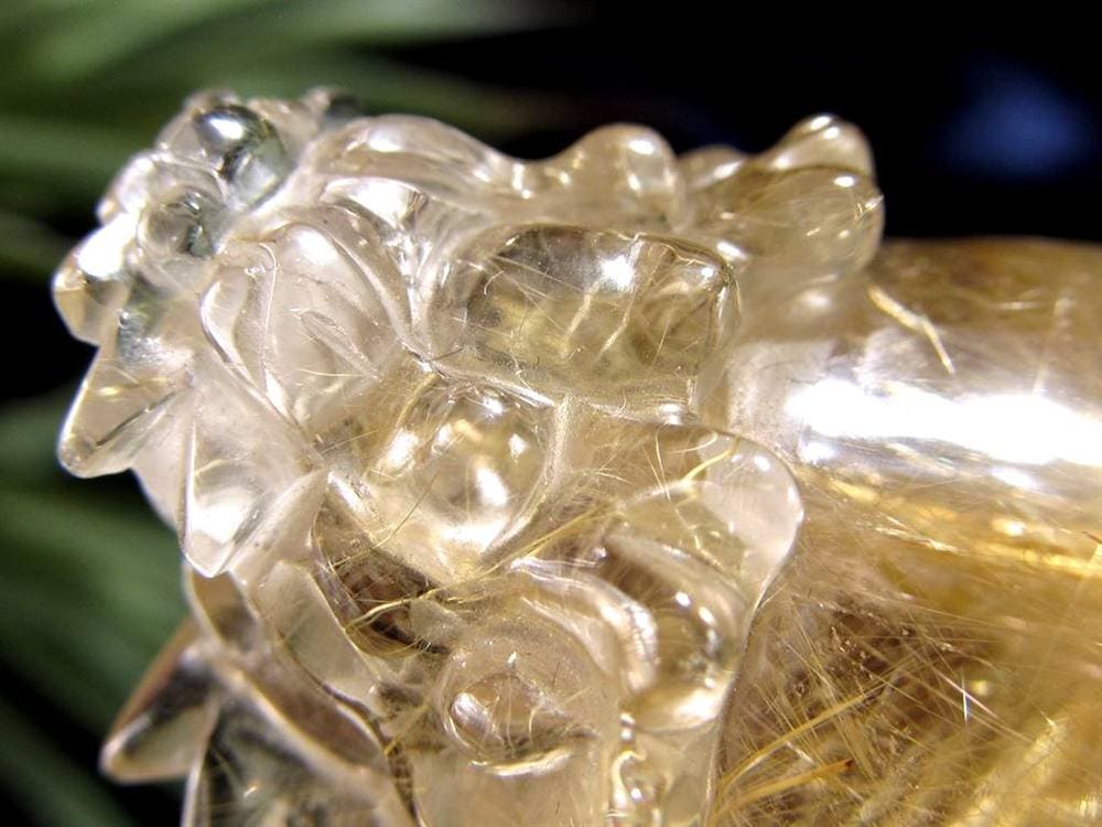 ゴールドルチルクォーツ 龍亀 ロングイ 金針 水晶 彫刻 置物 財運 瑞獣