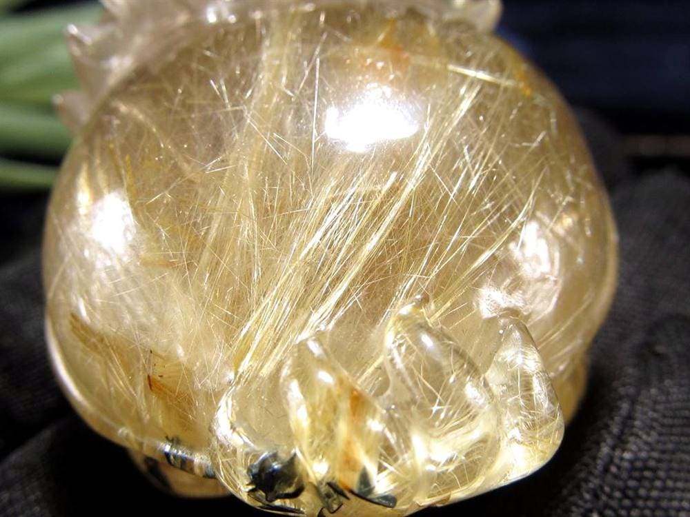 ゴールドルチルクォーツ 龍亀 ロングイ 金針 水晶 彫刻 置物 財運 瑞獣