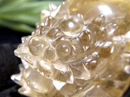 ゴールドルチルクォーツ 龍亀 ロングイ 金針 水晶 彫刻 置物 財運 瑞獣