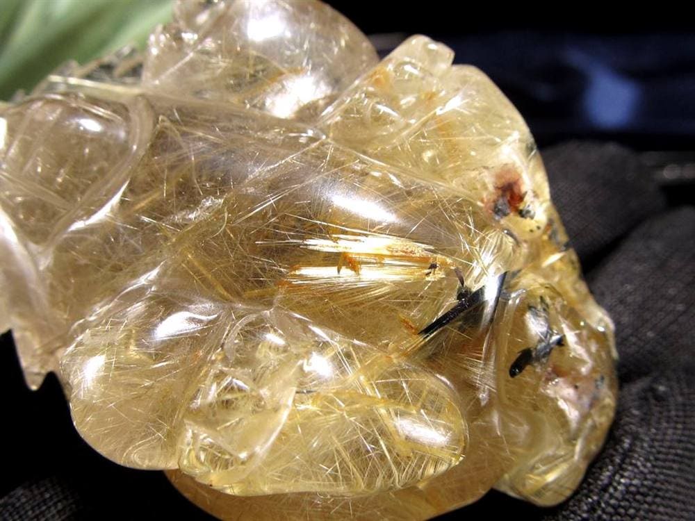 ゴールドルチルクォーツ 龍亀 ロングイ 金針 水晶 彫刻 置物 財運 瑞獣