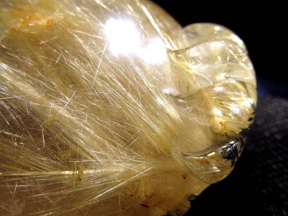 ゴールドルチルクォーツ 龍亀 ロングイ 金針 水晶 彫刻 置物 財運 瑞獣