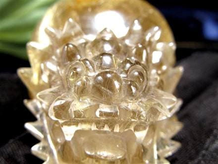 ゴールドルチルクォーツ 龍亀 ロングイ 金針 水晶 彫刻 置物 財運 瑞獣