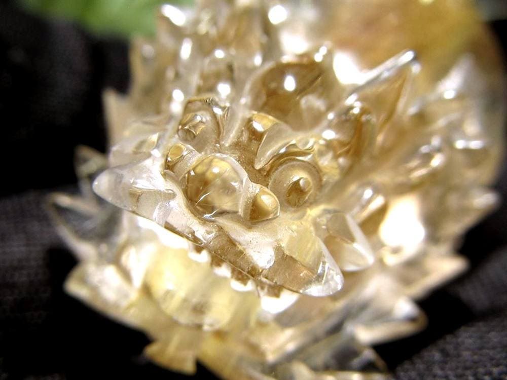 ゴールドルチルクォーツ 龍亀 ロングイ 金針 水晶 彫刻 置物 財運 瑞獣