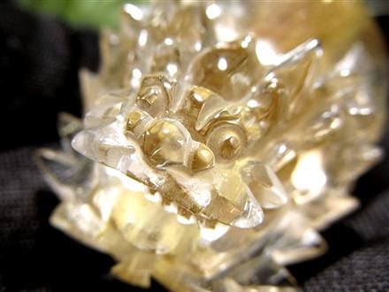 ゴールドルチルクォーツ 龍亀 ロングイ 金針 水晶 彫刻 置物 財運 瑞獣