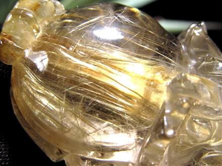 ゴールドルチルクォーツ 龍亀 ロングイ 金針 水晶 彫刻 置物 財運 瑞獣